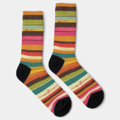 Groove Waves 70er Psychedelic Line Muster Collecti Socken (Rechts)