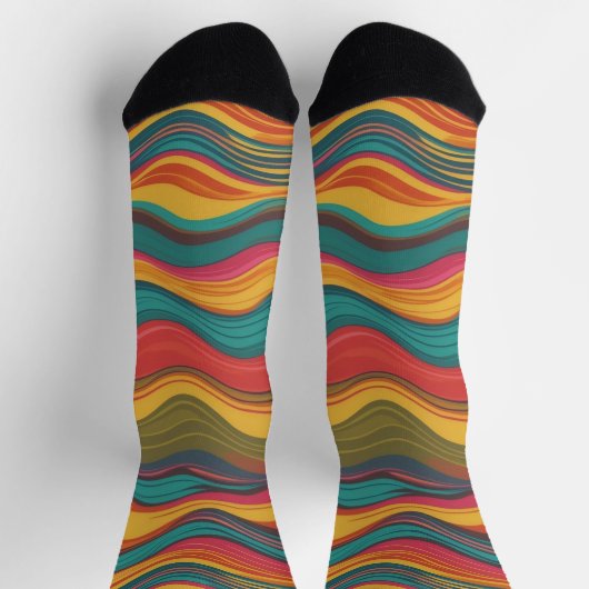 Groove Waves 70er Psychedelic Line Muster Collecti Socken (Oben)