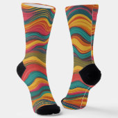 Groove Waves 70er Psychedelic Line Muster Collecti Socken (Gewinkelt)
