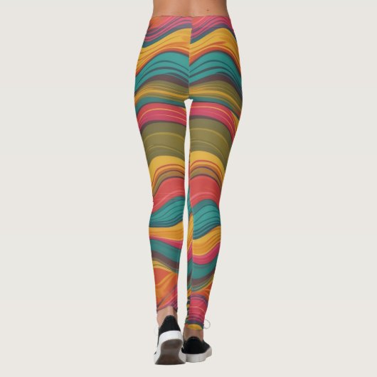 Groove Waves 70er Psychedelic Line Muster Leggings (Rückseite)