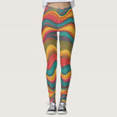 Groove Waves 70er Psychedelic Line Muster Leggings (Vorderseite)
