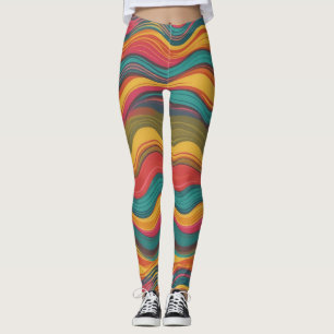 Groove Waves 70er Psychedelic Line Muster Leggings