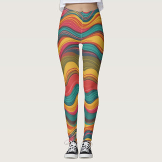 Groove Waves 70er Psychedelic Line Muster Leggings