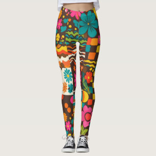 Groove Waves 70er Psychedelic Line Muster Leggings
