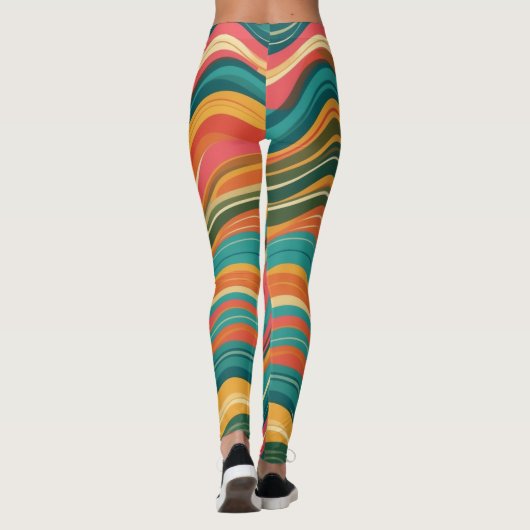 Groove Waves 70er Psychedelic Line Muster Leggings (Rückseite)