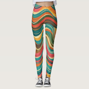 Groove Waves 70er Psychedelic Line Muster Leggings