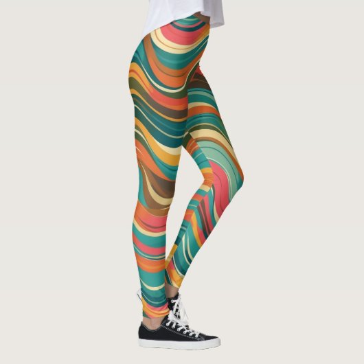 Groove Waves 70er Psychedelic Line Muster Leggings (Rechts)