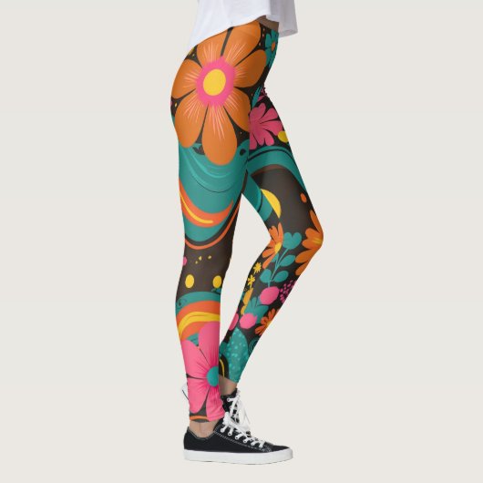Groove Waves 70er Psychedelic Line Muster Leggings (Rechts)