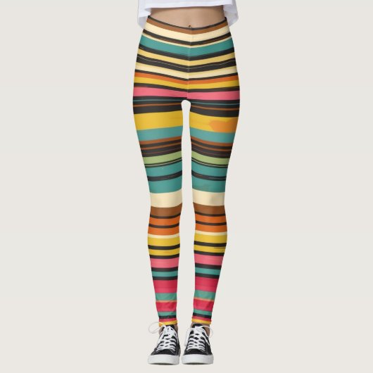 Groove Waves 70er Psychedelic Line Muster Leggings (Vorderseite)