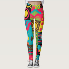 Groove Waves 70er Psychedelic Line Muster Leggings