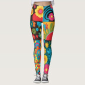 Groove Waves 70er Psychedelic Line Muster Leggings (Vorderseite)