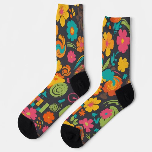 Groove Waves 70er Psychedelic Line Muster Socken (Linkes Detail)