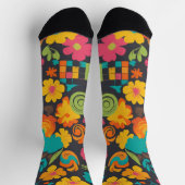 Groove Waves 70er Psychedelic Line Muster Socken (Oben)