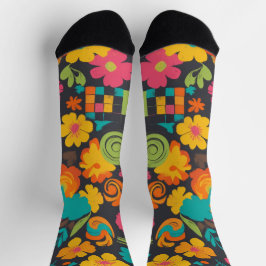 Groove Waves 70er Psychedelic Line Muster Socken