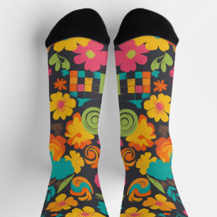 Groove Waves 70er Psychedelic Line Muster Socken
