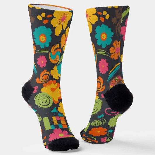 Groove Waves 70er Psychedelic Line Muster Socken (Gewinkelt)