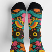 Groove Waves 70er Psychedelic Line Muster Socken (Oben)