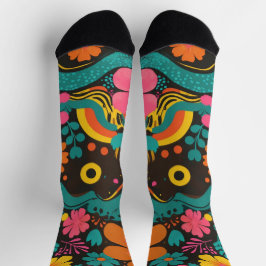 Groove Waves 70er Psychedelic Line Muster Socken