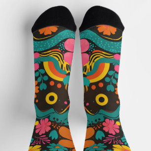 Groove Waves 70er Psychedelic Line Muster Socken