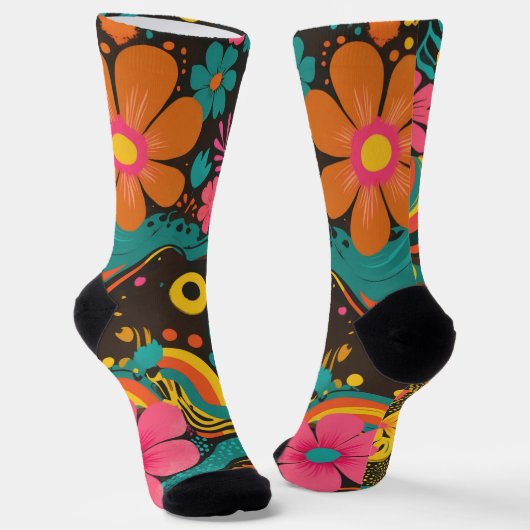 Groove Waves 70er Psychedelic Line Muster Socken (Gewinkelt)