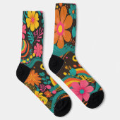 Groove Waves 70er Psychedelic Line Muster Socken (Rechts)