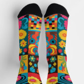 Groove Waves 70er Psychedelic Line Muster Socken (Oben)