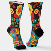 Groove Waves 70er Psychedelic Line Muster Socken (Gewinkelt)