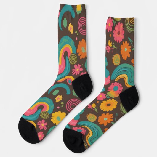 Groove Waves 70er Psychedelic Line Muster Socken (Linkes Detail)