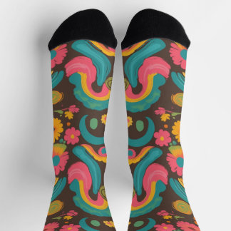 Groove Waves 70er Psychedelic Line Muster Socken