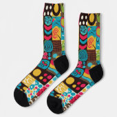 Groove Waves 70er Psychedelic Line Muster Socken (Linkes Detail)