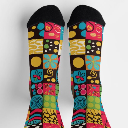 Groove Waves 70er Psychedelic Line Muster Socken (Oben)