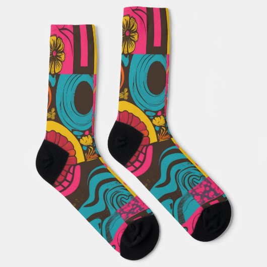 Groove Waves 70er Psychedelic Line Muster Socken (Rechts)
