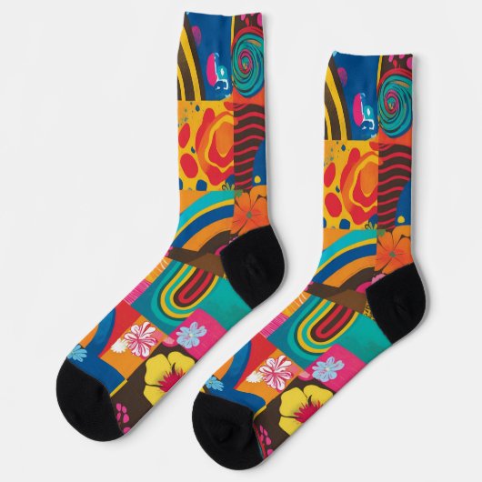 Groove Waves 70er Psychedelic Line Muster Socken (Linkes Detail)