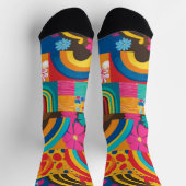 Groove Waves 70er Psychedelic Line Muster Socken (Oben)