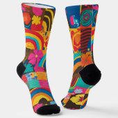 Groove Waves 70er Psychedelic Line Muster Socken (Gewinkelt)