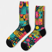 Groove Waves 70er Psychedelic Line Muster Socken (Linkes Detail)