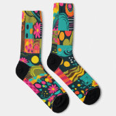 Groove Waves 70er Psychedelic Line Muster Socken (Rechts)