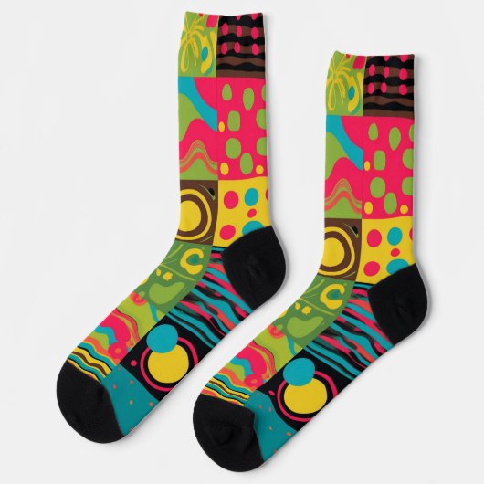 Groove Waves 70er Psychedelic Line Muster Socken (Linkes Detail)