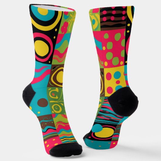 Groove Waves 70er Psychedelic Line Muster Socken (Gewinkelt)