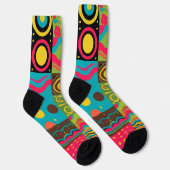 Groove Waves 70er Psychedelic Line Muster Socken (Rechts)