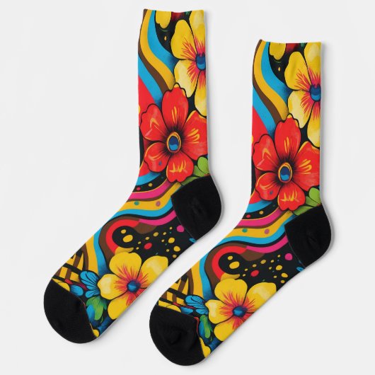 Groove Waves 70er Psychedelic Line Muster Socken (Linkes Detail)