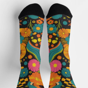 Groove Waves 70er Psychedelic Line Muster Socken