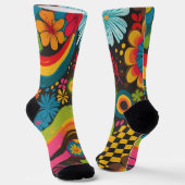 Groove Waves 70er Psychedelic Line Muster Socken (Gewinkelt)