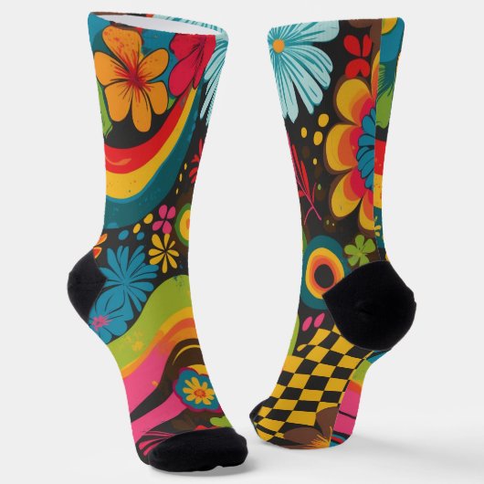 Groove Waves 70er Psychedelic Line Muster Socken (Gewinkelt)