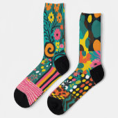 Groove Waves 70er Psychedelic Line Muster Socken (Linkes Detail)