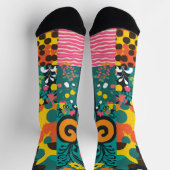 Groove Waves 70er Psychedelic Line Muster Socken (Oben)