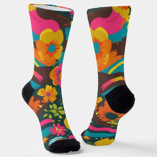 Groove Waves 70er Psychedelic Line Muster Socken (Gewinkelt)