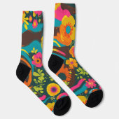 Groove Waves 70er Psychedelic Line Muster Socken (Rechts)