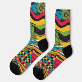 Groove Waves 70er Psychedelic Line Muster Socken