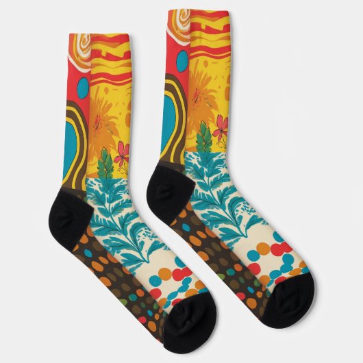 Groove Waves 70er Psychedelic Line Muster Socken (Rechts)